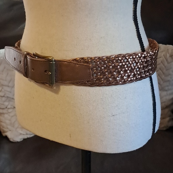 Womens Talbots Boho Bronze Woven Braided Leather Wide Classic Belt Casual Brass main image 6
